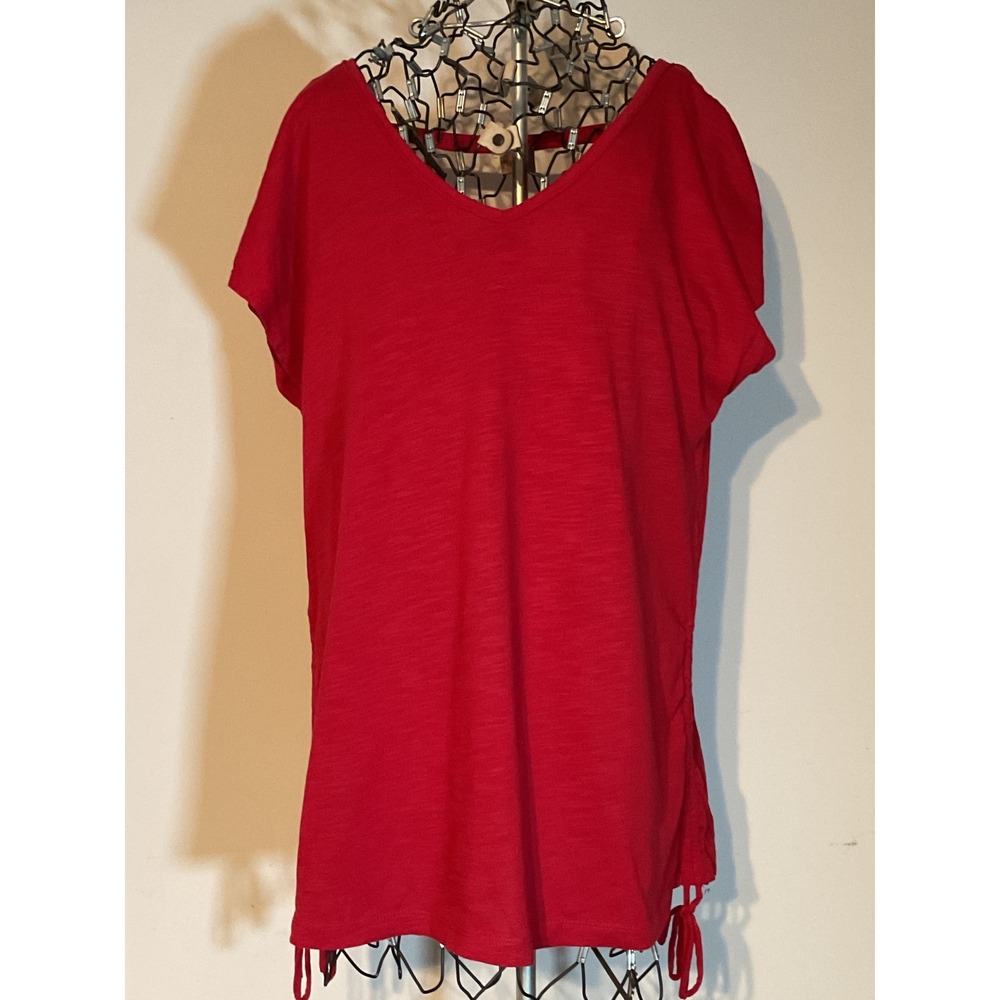 Live‎ Well Active Red V-Neck Strappy Back Cinched Side Tie Top Large